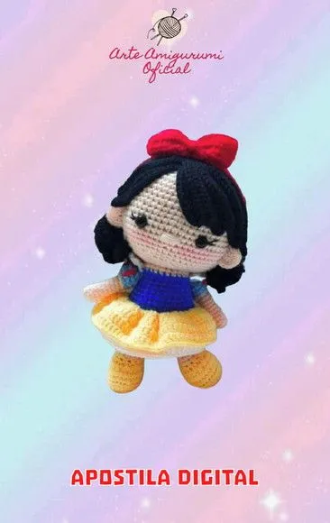 Receita Branca de Neve Fofa Amigurumi