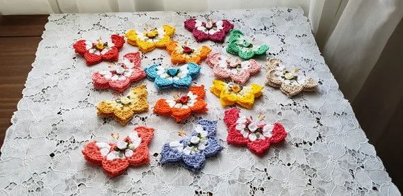 Imã Geladeira em Crochê - Borboletas Coloridas - foto 4