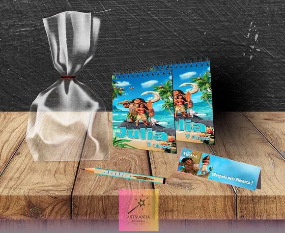 Bloquinho Moana Personalizado - feito à mão por Artmanha Lembrancinhas