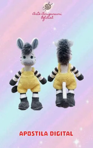 Receita Zebrinha de Macacão Amigurumi - feito à mão por Arte Amigurumi Oficial