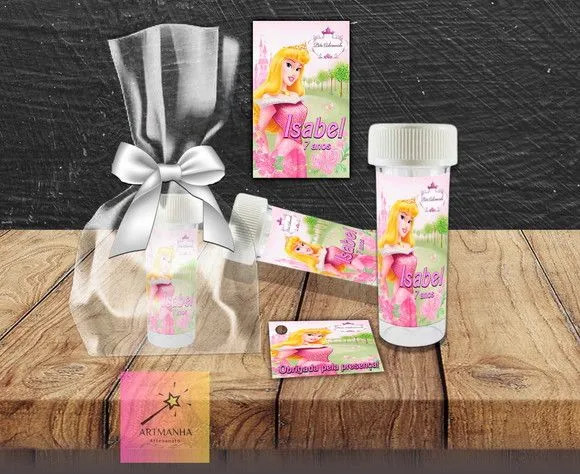 Bolha de Sabão Aurora Personalizada - feito à mão por Artmanha Lembrancinhas