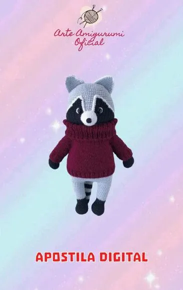 Receita Guaxinim - Amigurumi - artesanato feito à mão por Arte Amigurumi Oficial
