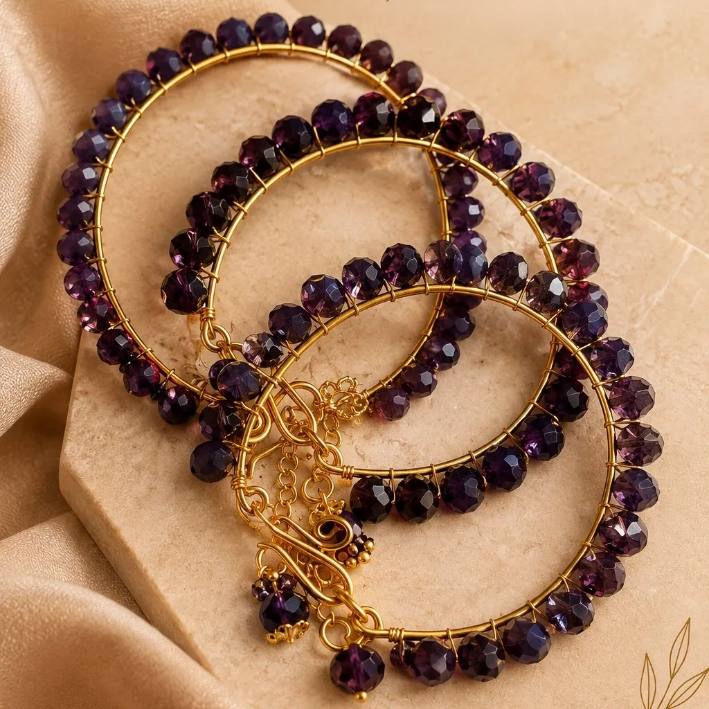 trio de pulseiras cristais - artesanato feito à mão por Aurea cristais bijuterias