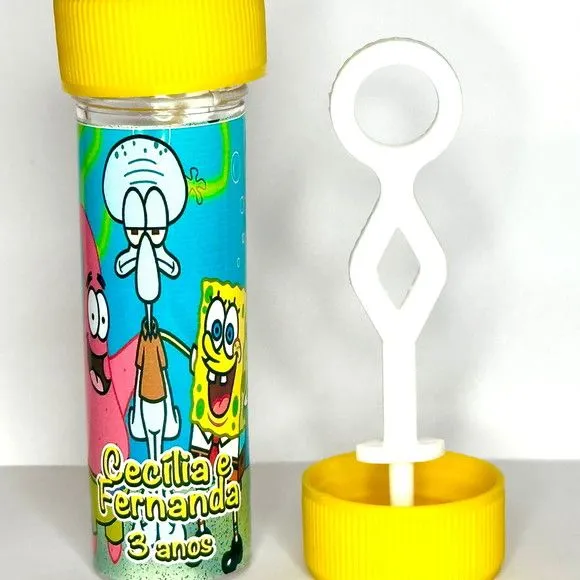 Bolinha de Sabão Bob Esponja Personalizada - artesanato feito à mão por Mi Papelaria Criativa