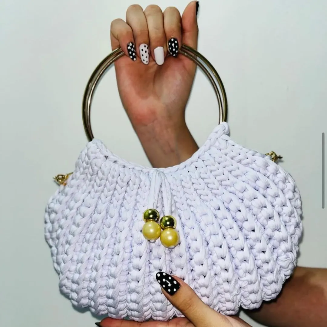 Bolsa de Crochê Branca Pérola