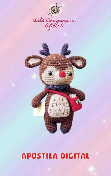 Receita Cervo Mensageiro - Amigurumi - artesanato feito à mão por Arte Amigurumi Oficial