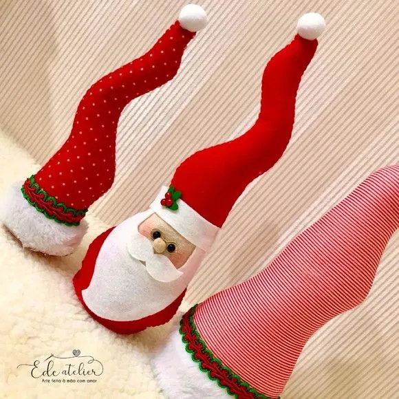 Enfeite natalino Kit Trio Bom Velhinho em Feltro nº 03 - artesanato feito à mão por edeatelier