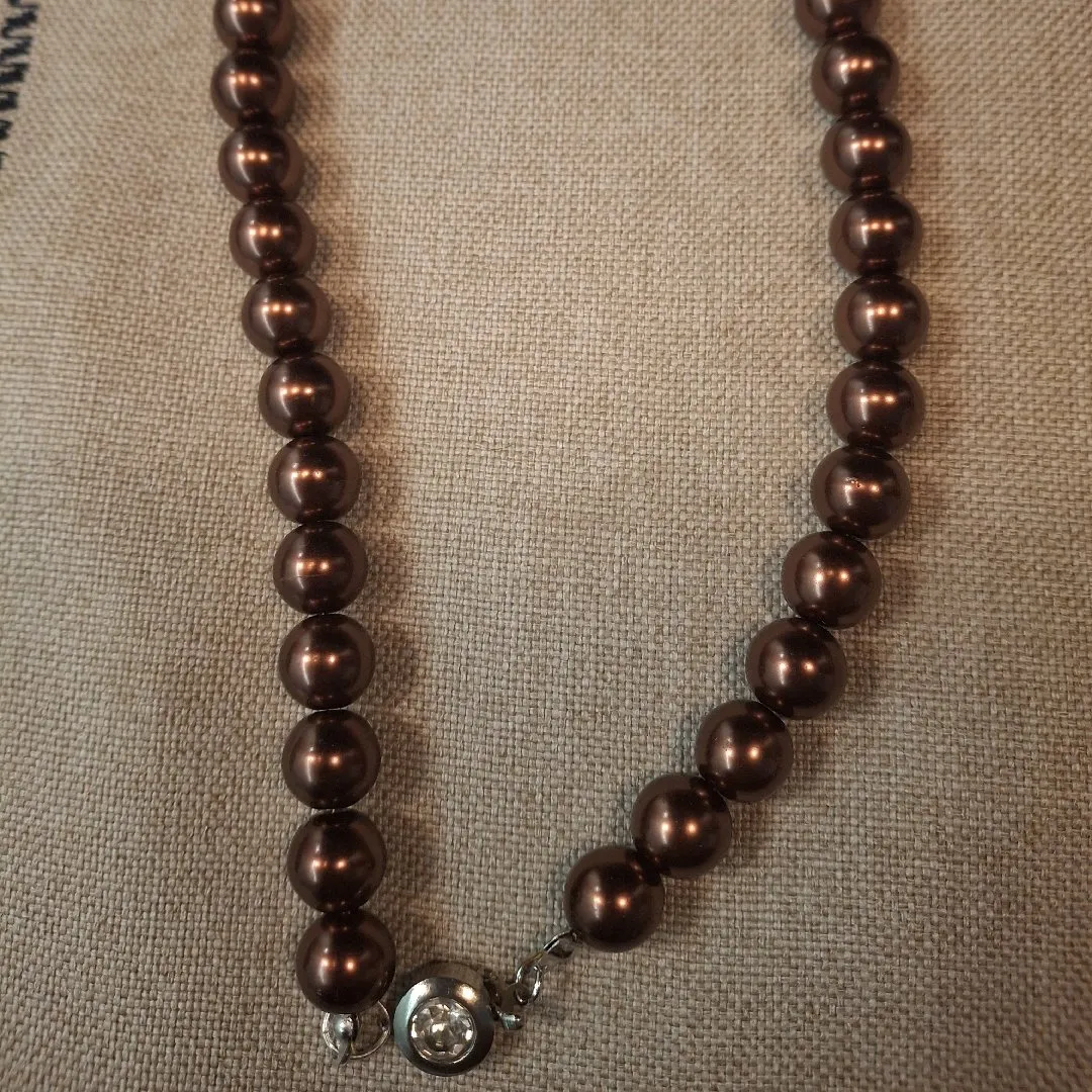 Colar pérolas de vidro bronze - foto 2