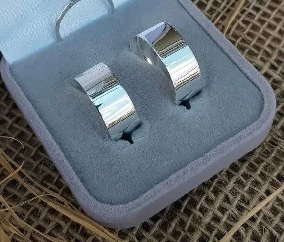 Par Alianças Prata 950 Namoro 8mm + Anel Compromisso - artesanato feito à mão por TM JOIAS
