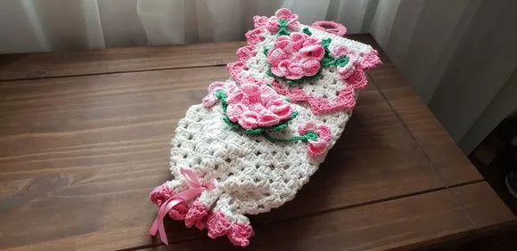 Puxa Saco em Crochê Rosa Mesclado - foto 4
