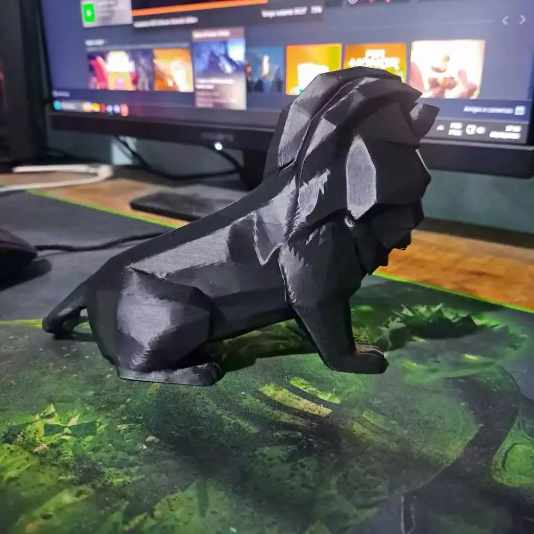 Leão Geométrico Low Poly 20cm - Estátua Decorativa de Mesa Escritório Setup Impressão 3D - foto 4
