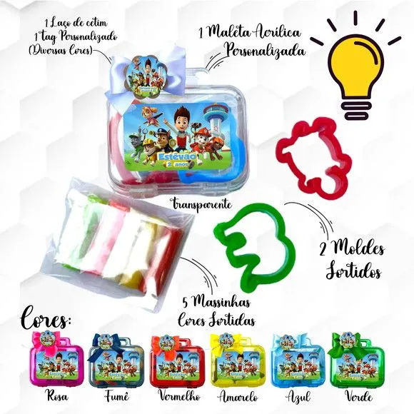 Mini Maleta com Massinhas Patrulha Canina Personalizada - feito à mão por Mi Papelaria Criativa