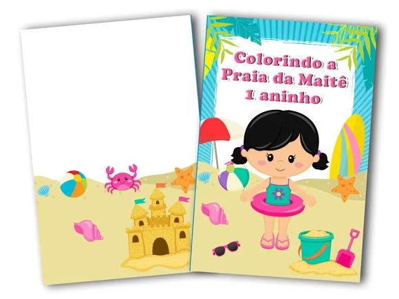 revista para colorir Praia 14x10 - artesanato de PAPCRIE