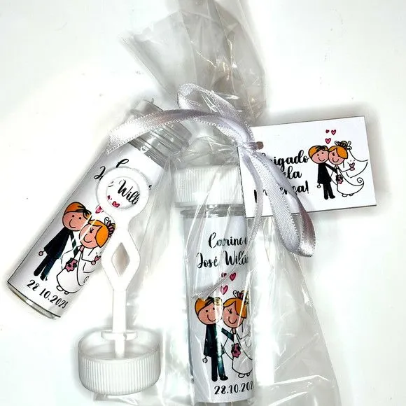 Bolinha de Sabão Casamento Personalizada - artesanato feito à mão por Mi Papelaria Criativa