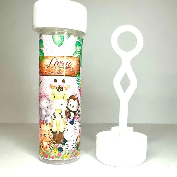 Bolinha de Sabão Safari Rosa Personalizada - artesanato feito à mão por Mi Papelaria Criativa
