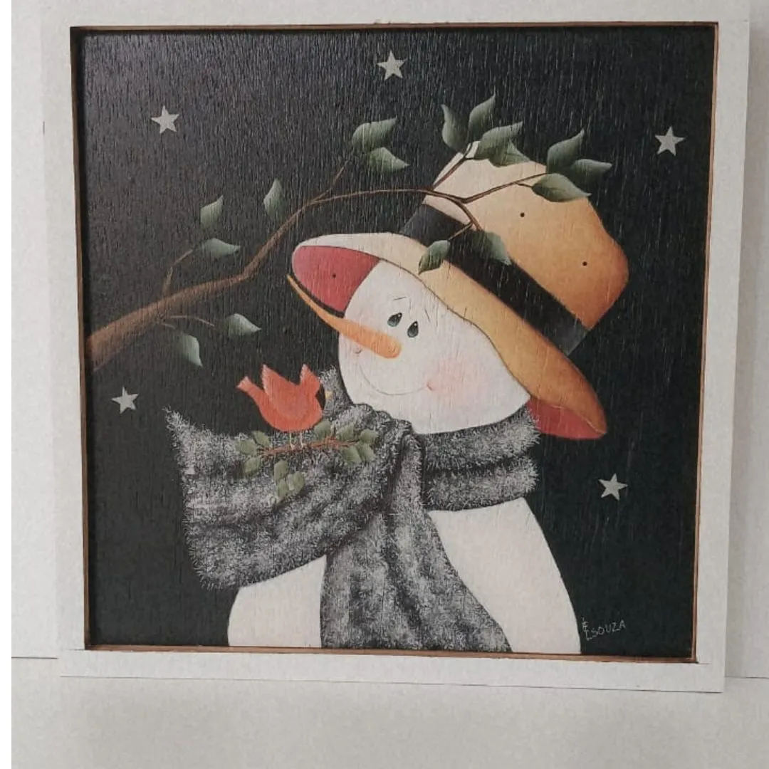 Quadro Decorativo Frio na Neve - Natal - artesanato de Flor Seca Casa e Ambiente