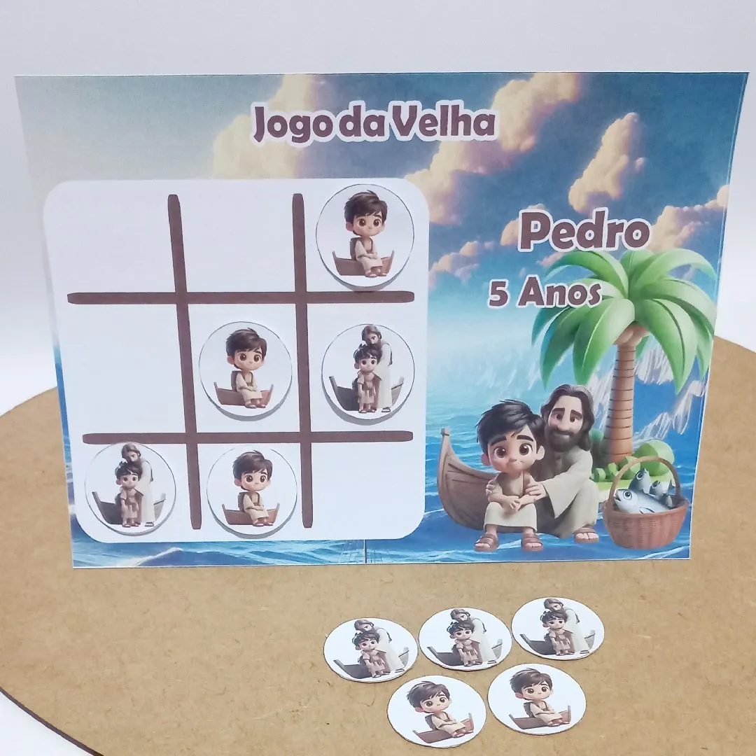 lembrancinhas Jogo da Velha Personalizado Tema Pedro Discípulo de Jesus