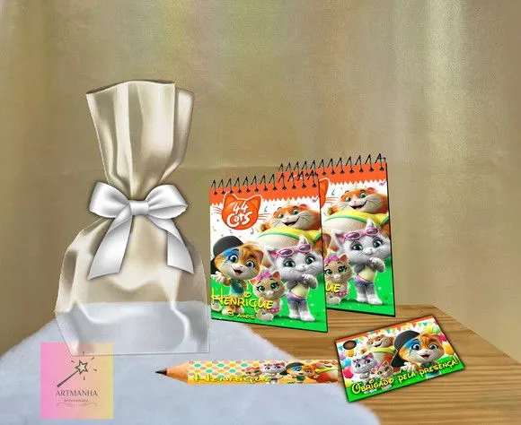 Bloquinho 44 Gatos Personalizado - feito à mão por Artmanha Lembrancinhas