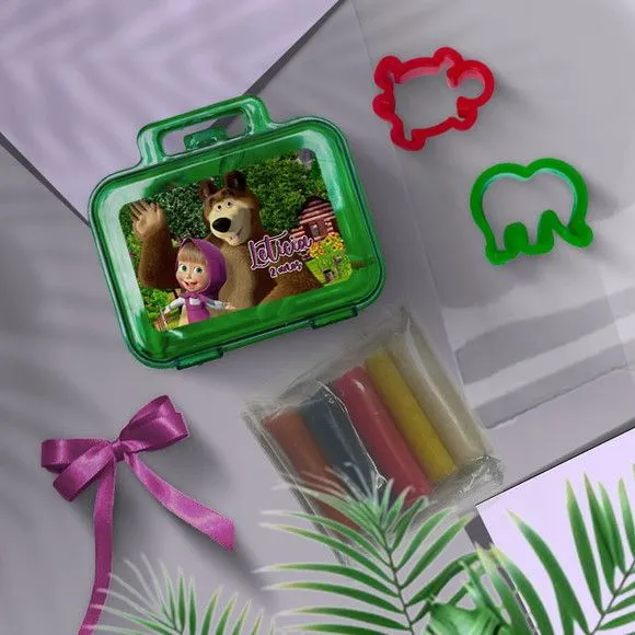 Mini Maleta Massinha - Marsha e o Urso Personalizado - feito à mão por Mi Papelaria Criativa