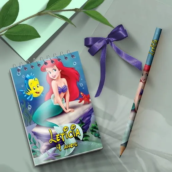 Bloquinho - Pequena Sereia Personalizado - artesanato de Mi Papelaria Criativa