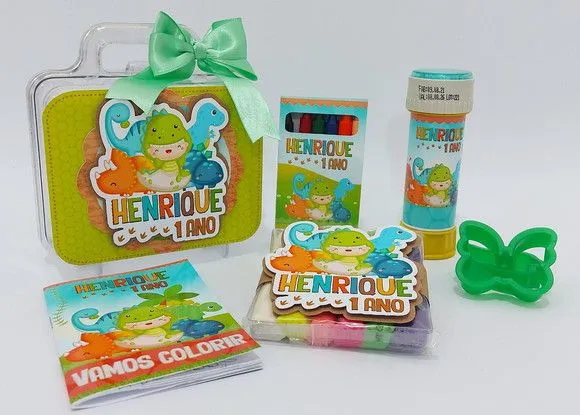 Maleta Dinossauro Personalizada - feito à mão por Mi Papelaria Criativa