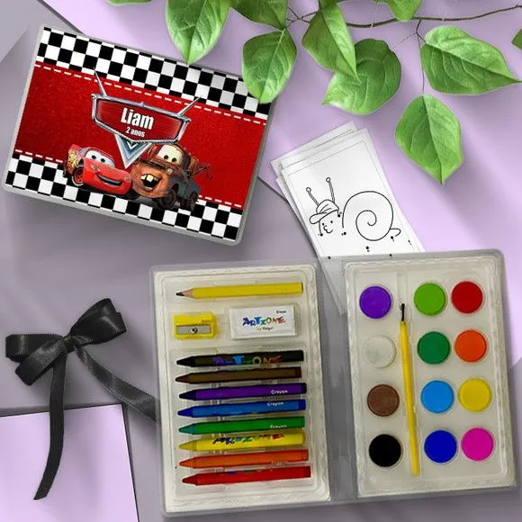 Estojo de Pintura 24pç - Carros Disney Personalizado - artesanato feito à mão por Mi Papelaria Criativa