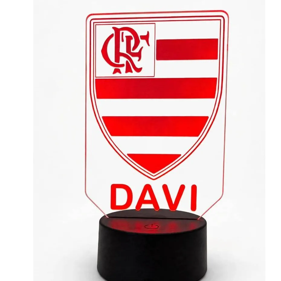 Luminária LED Acrílica Decorativa - Escudo Flamengo, Base Preta - foto 2