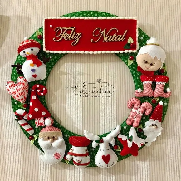 Guirlanda Natalina em Feltro 50cm - artesanato feito à mão por edeatelier