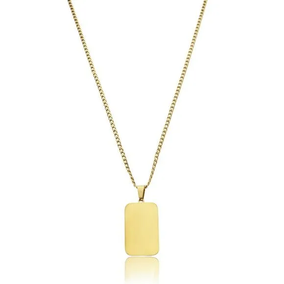 Colar + Pingente Liso Retângular Banhada 1,9x3,1cm - artesanato feito à mão por TM JOIAS