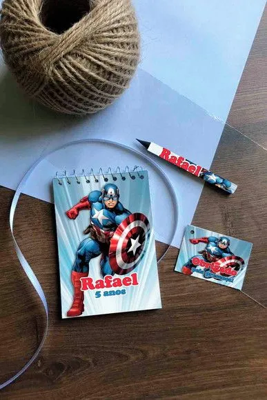Bloquinho Capitão América Personalizado - artesanato de Mi Papelaria Criativa