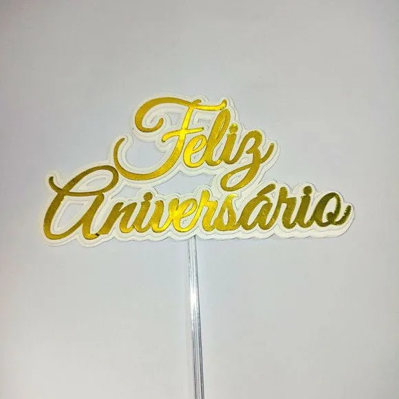 Topo de Bolo Happy Birthday Parabéns Feliz Aniversário - foto 2