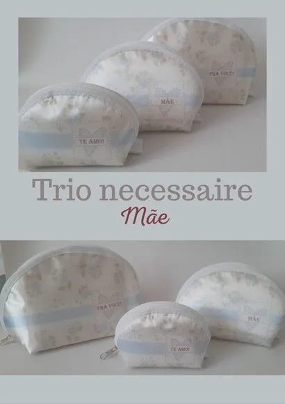 Trio de necessaire - Mãe - artesanato feito à mão por Innovare Studio