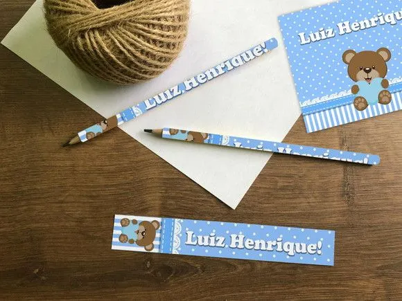 Lápis Ursinho Personalizado - feito à mão por Mi Papelaria Criativa