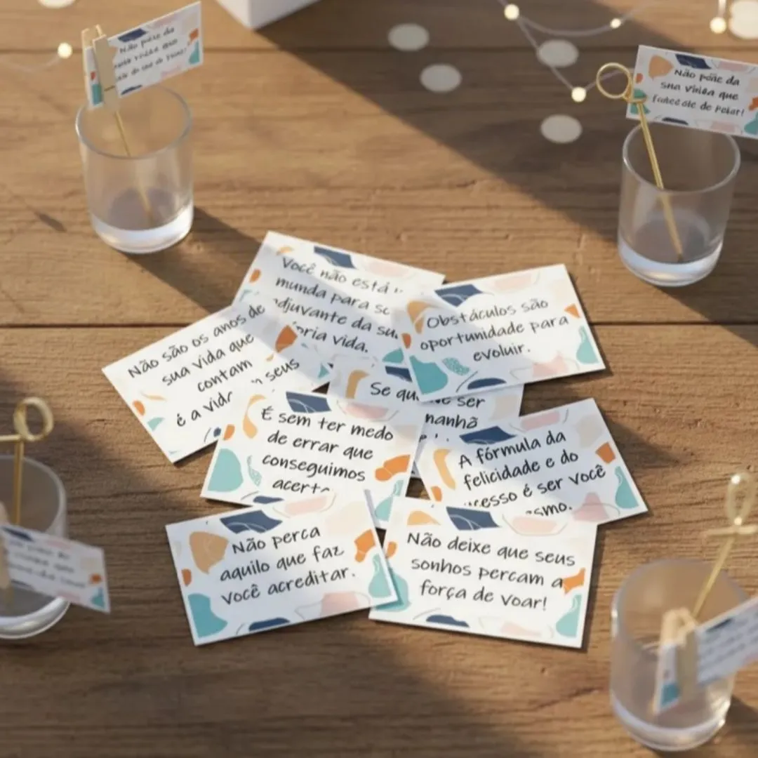 Kit com 100 tags mini cartão frases motivacionais 3cm x 5cm - foto 2