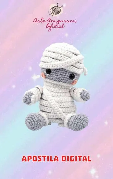 Receita Múmia Halloween -amigurumi - feito à mão por Arte Amigurumi Oficial