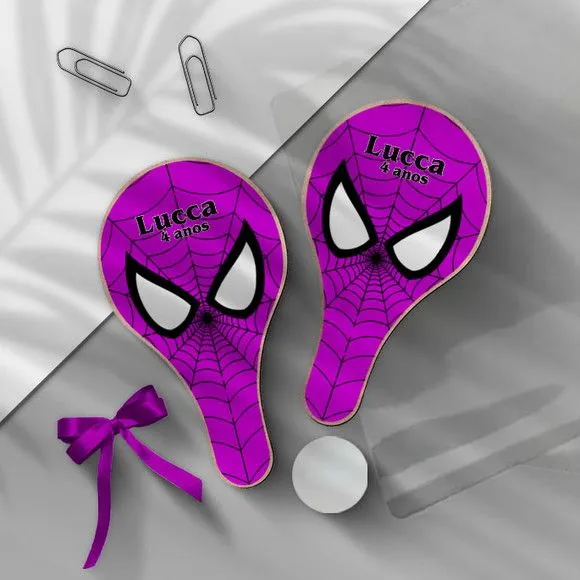 Raquete Ping Pong - Homem Aranha Personalizada - feito à mão por Mi Papelaria Criativa