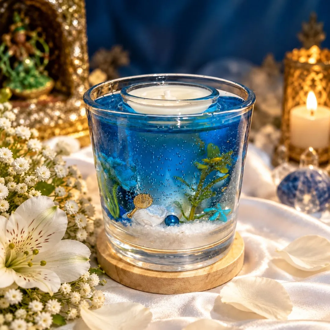 Vela Aromática Aquário Subaquático em Gel com Cera de Coco - Tema Marinho