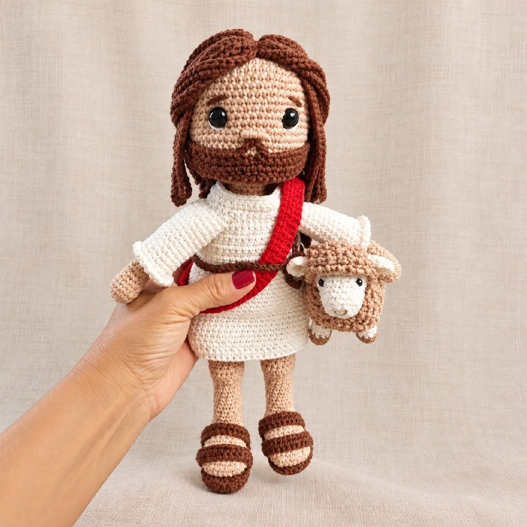 Amigurumi Jesus com Ovelhinha – Feito à Mão com Amor - artesanato feito à mão por crocheteria com a Maria