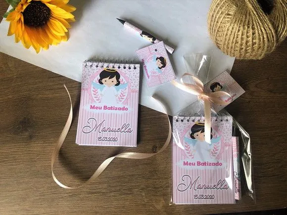Bloquinho Batizado Personalizado - artesanato feito à mão por Mi Papelaria Criativa