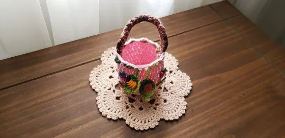 Capa de Crochê para Frutas - Rosa - foto 3