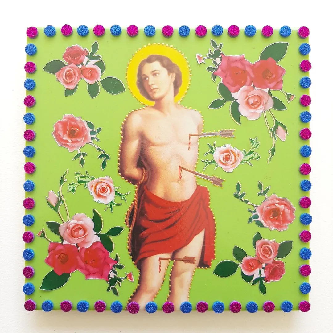 Quadrinho de Azulejo São Sebastião - artesanato de Estudio Bananeira
