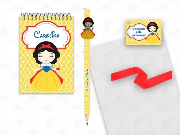 Bloquinho com Aplique Branca de Neve Cute Personalizado - artesanato feito à mão por creativitybynina