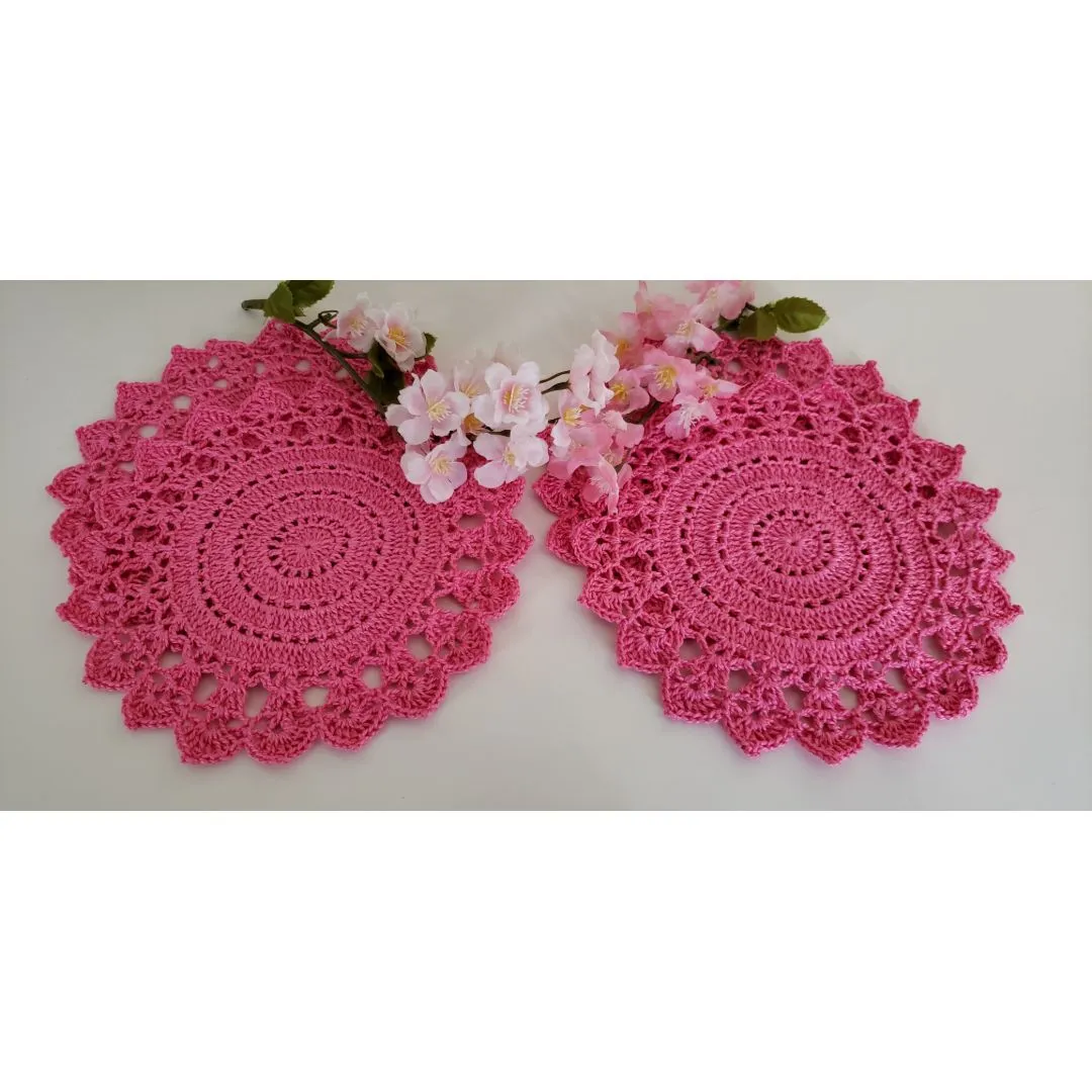 Jogo de 04 Toalhinhas em Crochê Pitaya Rosa (20 cm) - foto 2