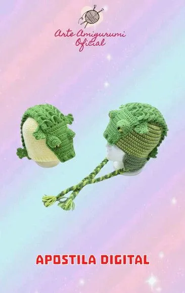 Receita Gorro Crocodilo - Amigurumi - artesanato feito à mão por Arte Amigurumi Oficial