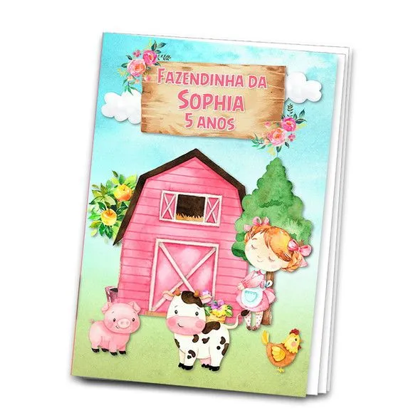 Revista para Colorir Fazendinha Menina 20x14 cm - artesanato de PAPCRIE