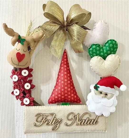 Guirlanda Rústica de Natal em Feltro - 35cm