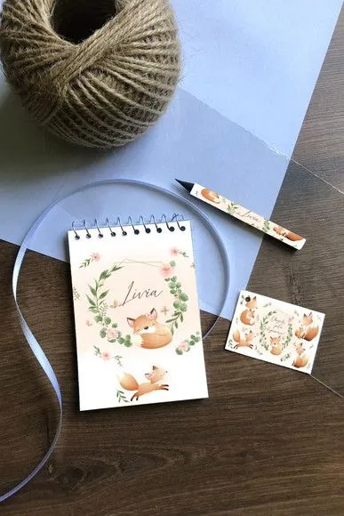 Bloquinho Raposa Personalizado - artesanato de Mi Papelaria Criativa