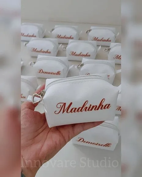 Necessaire Mini Box - Branco e Terracota - artesanato feito à mão por Innovare Studio