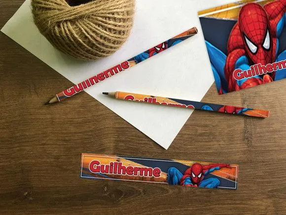 Lápis Homem Aranha Personalizado - feito à mão por Mi Papelaria Criativa