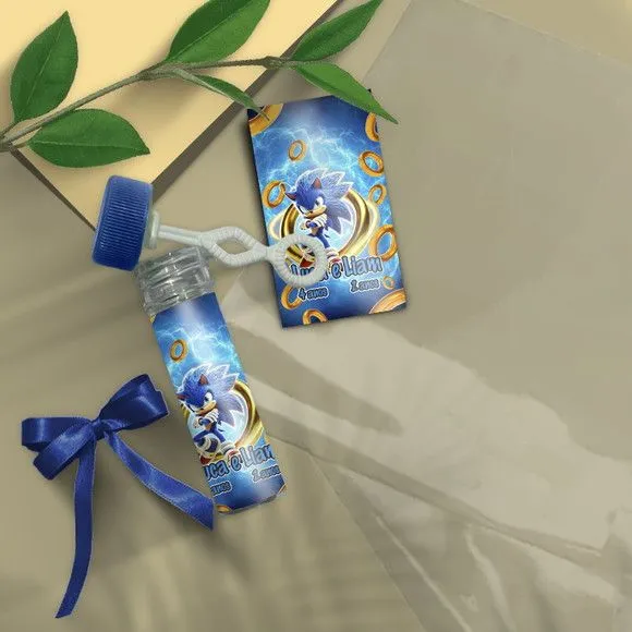 Bolha de Sabão - Sonic Personalizado - artesanato feito à mão por Mi Papelaria Criativa